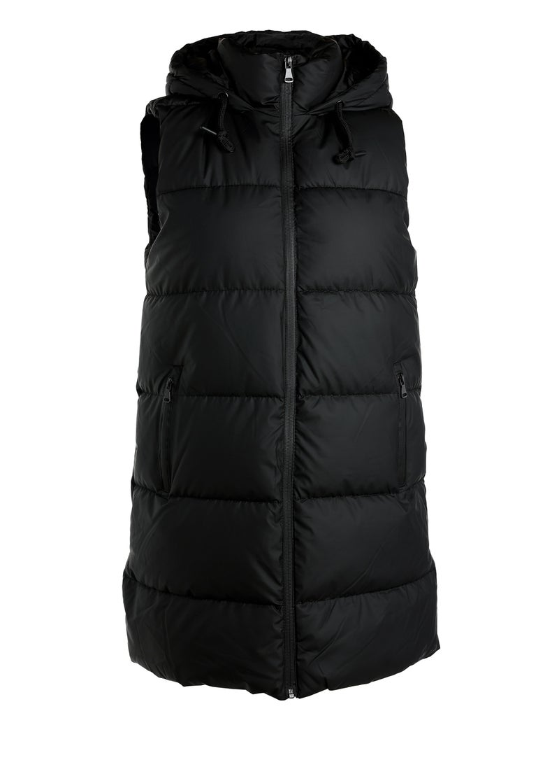 London Rag Hooded Sleeveless Vest Jumper in Black  - Image 4