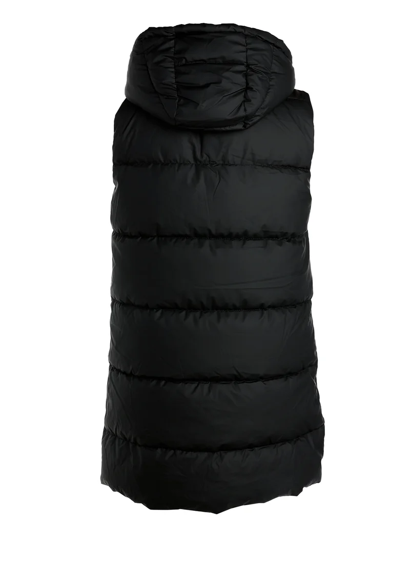 London Rag Hooded Sleeveless Vest Jumper in Black