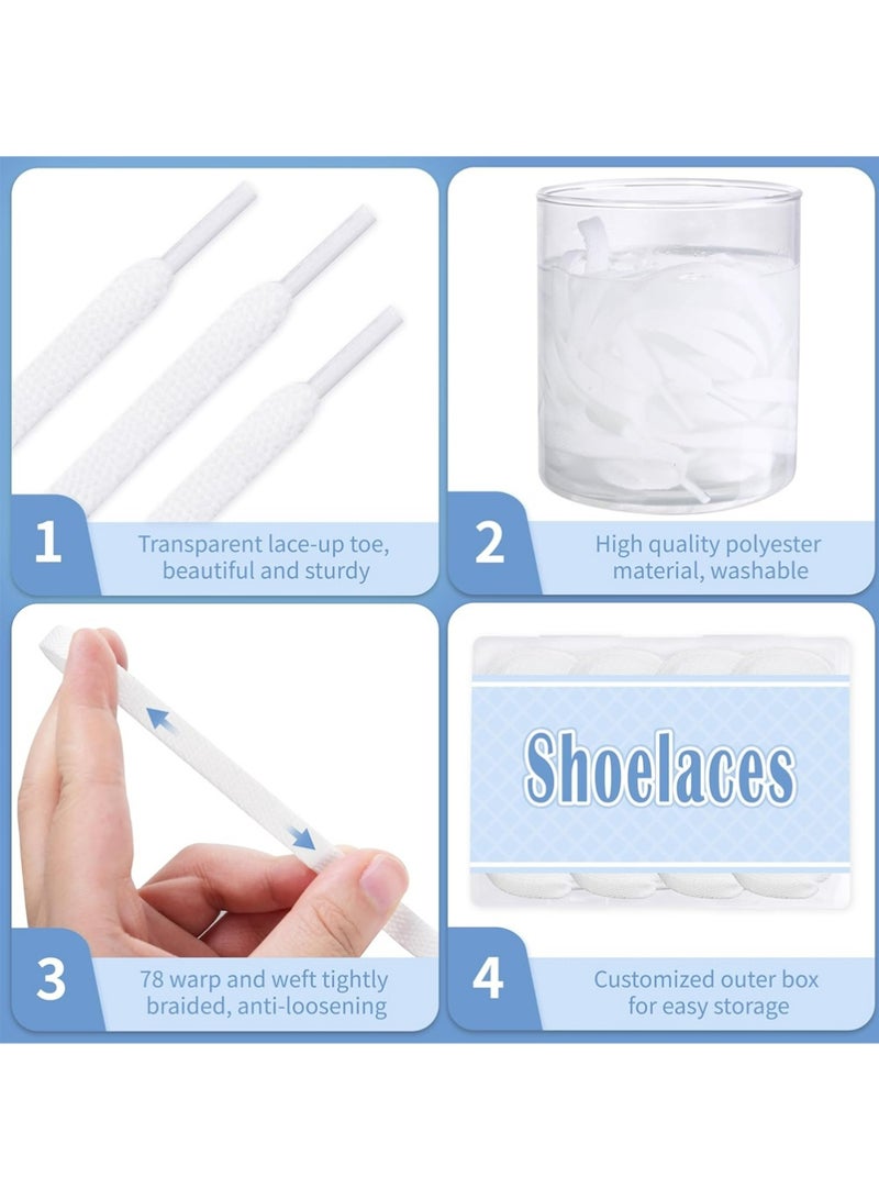 لاسيدو 5 أزواج حبال أحذية بيضاء للأحذية الرياضية ، حبال أحذية بيضاء رياضية ، حبال أحذية 140 سم ، تناسب معظم الشقق والأحذية الرياضية - Image 3