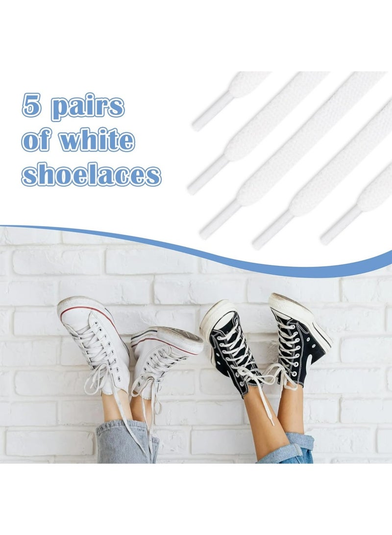 لاسيدو 5 أزواج حبال أحذية بيضاء للأحذية الرياضية ، حبال أحذية بيضاء رياضية ، حبال أحذية 140 سم ، تناسب معظم الشقق والأحذية الرياضية - Image 5