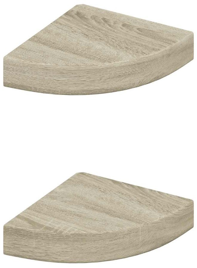 vidaXL Corner Shelf Set of 2 Oak Honeycomb MDF, Metal 9.8x9.8x1.5 in - Image 1