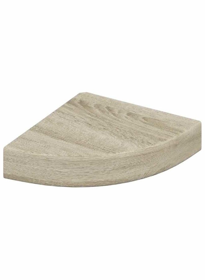 vidaXL Corner Shelf Set of 2 Oak Honeycomb MDF, Metal 9.8x9.8x1.5 in - Image 5