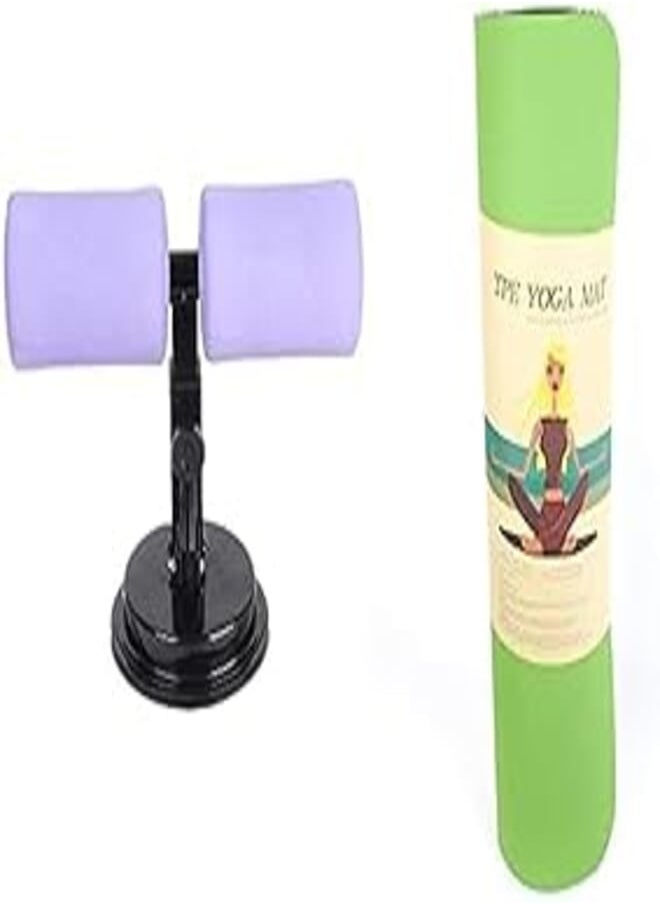 Generic Bundle Sit up floor bar + Yoga Mat for Yoga Training - Green 