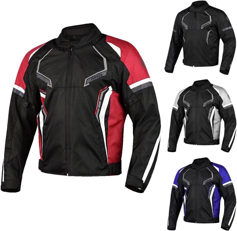 PANDA CYCLE GEAR All Weather Motorcycle Jacket for Men & Women - Impact Armored Motocross Riding Jacket (Red, Small) - Image 1