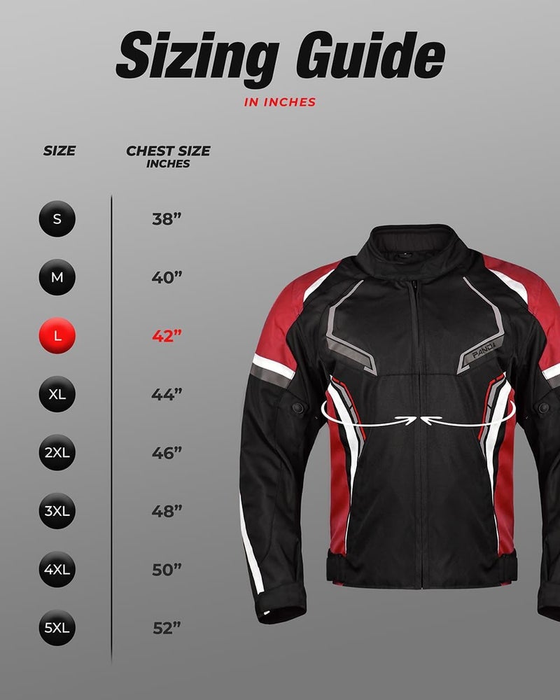 PANDA CYCLE GEAR All Weather Motorcycle Jacket for Men & Women - Impact Armored Motocross Riding Jacket (Red, Small) - Image 5