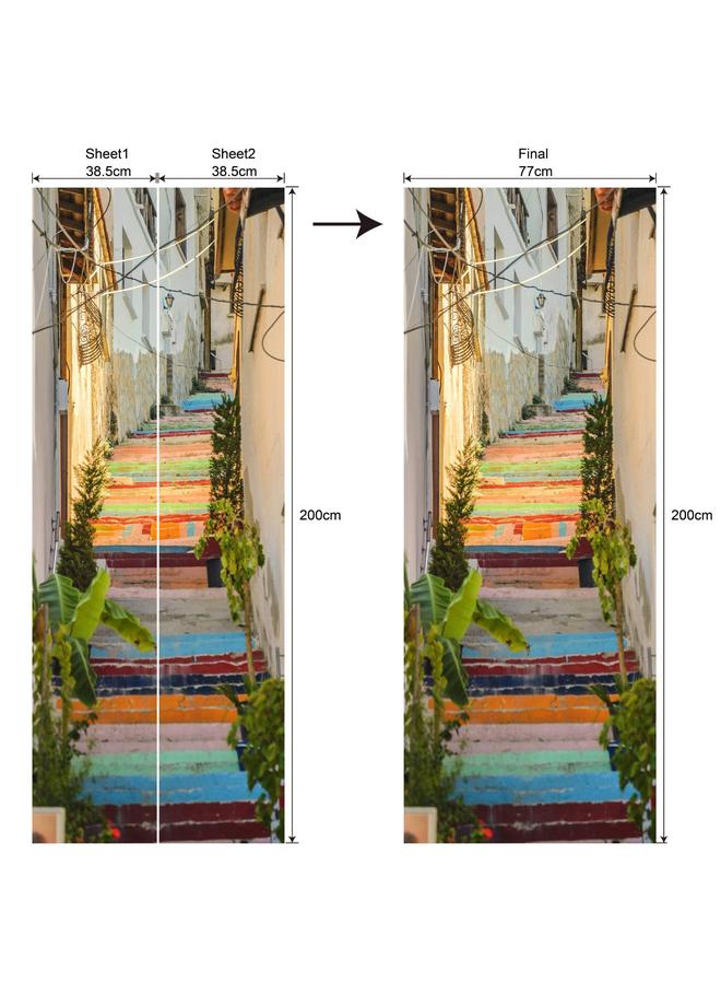 Bluejw Special Price Scenery Series Decorative Stickers 3D Simulation Door Stickers Removable Wall Stickers Bedroom Living Room Renovation PVC Wallpaper  - Image 1