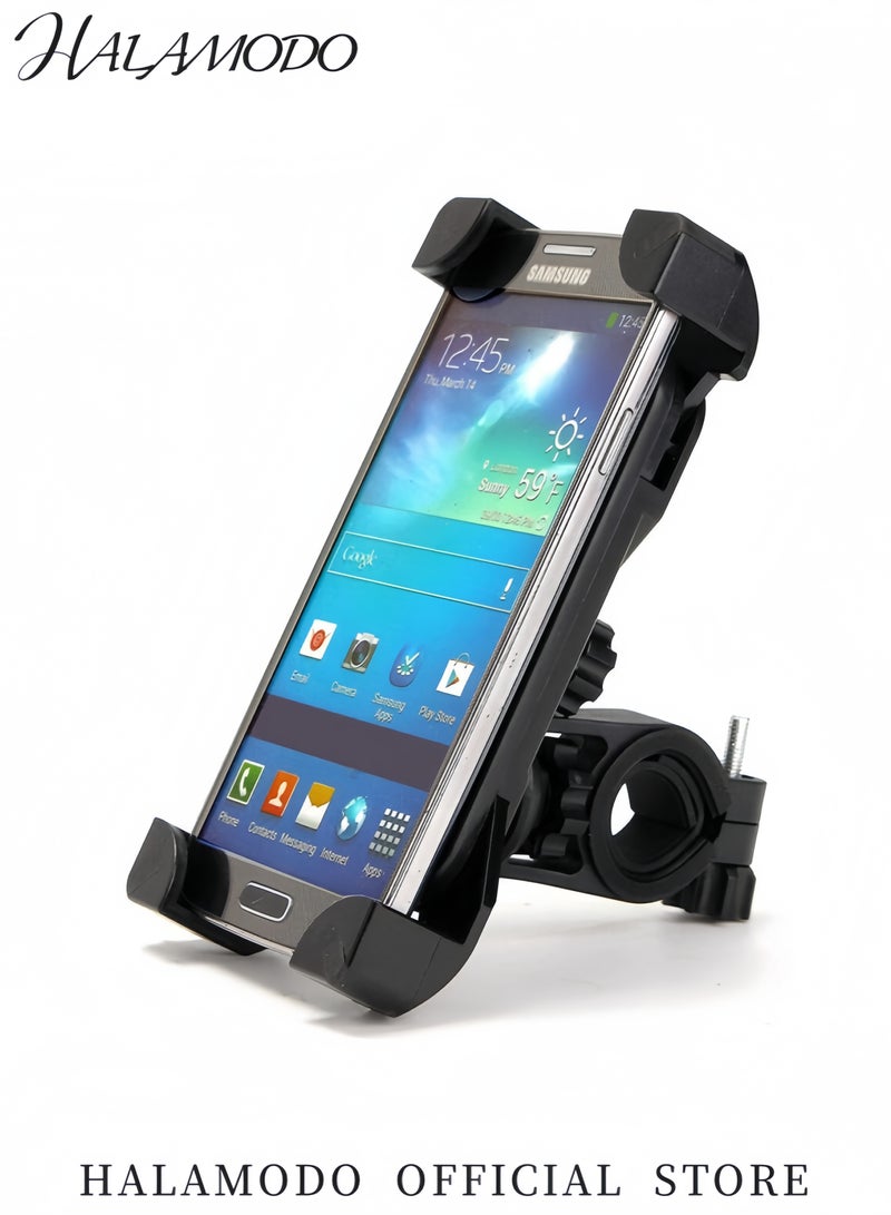 Halamodo حامل هاتف عالمي قابل للتعديل للدراجات والسكوتر حامل مقود قابل للدوران 360 درجة لأجهزة iPhone وSamsung وAndroid والدراجات الإلكترونية والدراجات النارية والسكوتر الكهربائي والدراجات الهوائية آمن وسهل التركيب يناسب الهواتف الذكية من 4.5 بوصة إلى 7 بوصات - Image 2