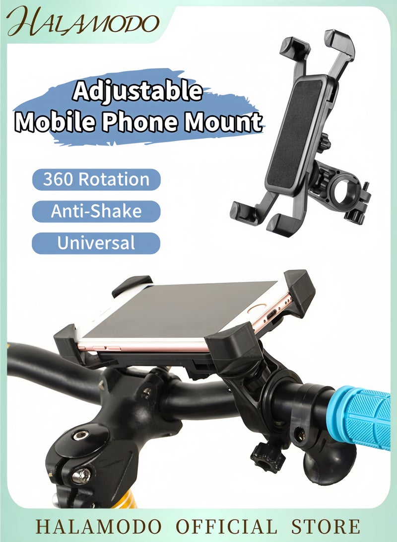 Halamodo حامل هاتف عالمي قابل للتعديل للدراجات والسكوتر حامل مقود قابل للدوران 360 درجة لأجهزة iPhone وSamsung وAndroid والدراجات الإلكترونية والدراجات النارية والسكوتر الكهربائي والدراجات الهوائية آمن وسهل التركيب يناسب الهواتف الذكية من 4.5 بوصة إلى 7 بوصات - Image 1