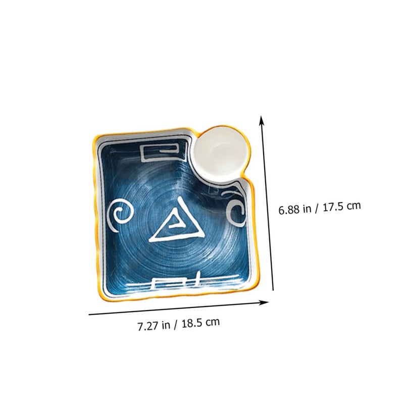 Japanese Style Ceramic Sushi Plates and Square Multi Grid Trays Set 4 Pieces Random Color - Image 3