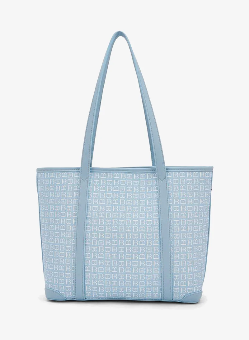Flora Bella By Shoexpress BLUE Monogram Print Tote Bag With Handles for Women | Best Price UAE