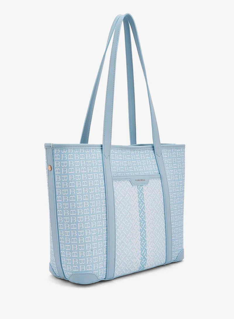 Flora Bella By Shoexpress BLUE Monogram Print Tote Bag With Handles for Women | Best Price UAE