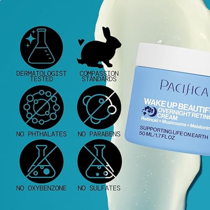Pacifica Wake Up Beautiful Retinoid Night Cream – Overnight Anti-Aging Moisturizer with Hyaluronic Acid & Melatonin, Reduces Wrinkles & Fine Lines, Hydrating and Gentle for Dry or Mature Skin, Vegan - Image 5