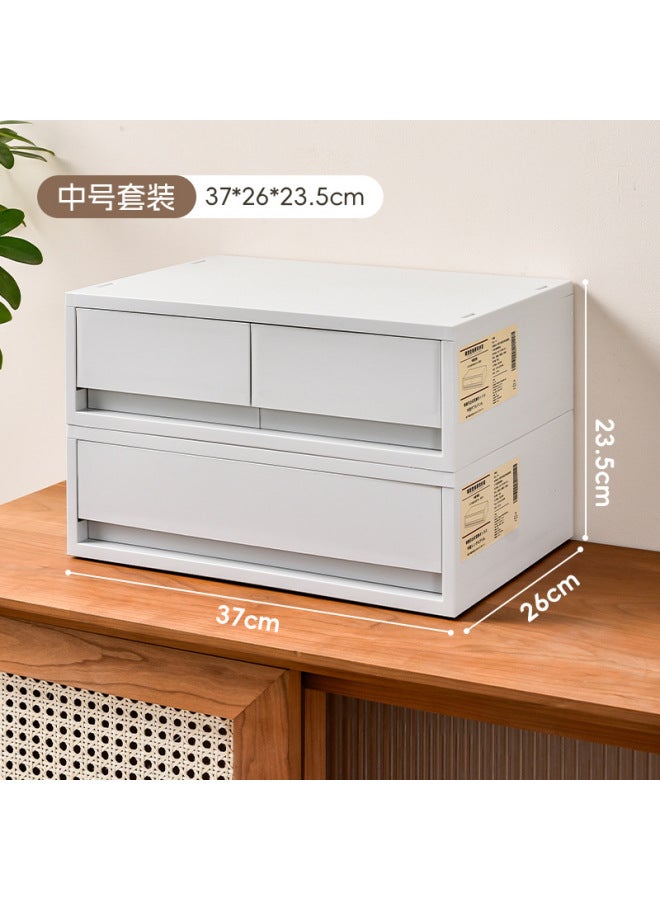 Quner Style Desktop Storage Box Cosmetic File Storage Household Sundries Storage Container Multi-layer Compartment Dustproof Drawer - Image 1