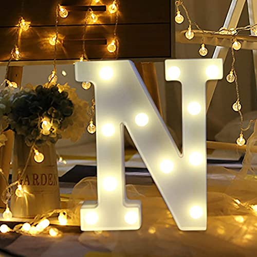 Balloonistics Warm White LED Marquee Alphabet N Light - 9-Inch Cordless Battery-Operated Night Light - Standing Letter Sign for Personalized Decor, Birthdays, Weddings & Home (Alphabet N) - Image 1
