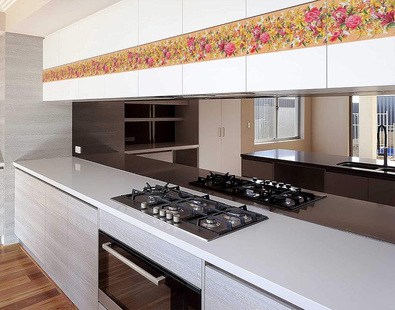 WallDesign Artistic Multi Flowers Painted Modern Wallpaper Border - 5.25 inch Width by 10 ft Length - Image 3