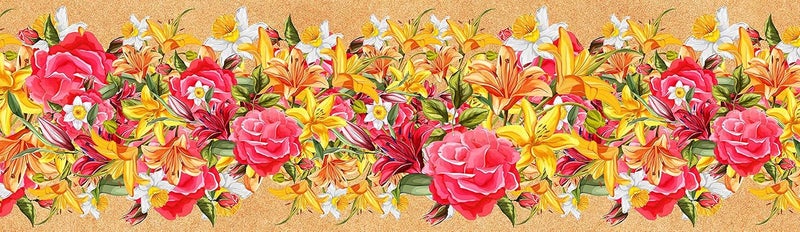 WallDesign Artistic Multi Flowers Painted Modern Wallpaper Border - 5.25 inch Width by 10 ft Length - Image 1