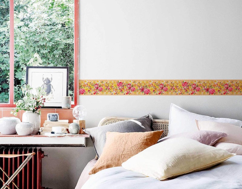 WallDesign Artistic Multi Flowers Painted Modern Wallpaper Border - 5.25 inch Width by 10 ft Length - Image 2