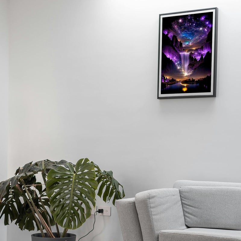 MBNTJHT Waterfall Landscape Diamond Art Kits for Adults,DIY Purple Aurora Diamond Painting Kits for Beginners,5D Full Round Drill Gem Art Painting Crafts for Home Wall Decor 12x16 Inch. - Image 5