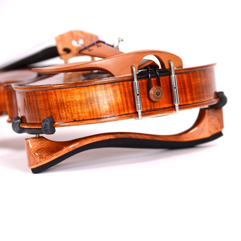 Fiddlerman Light Carbon Fiber Violin Shoulder Rest 4/4 Foam Padding For Comfort With Slight Height Adjustable Feet (Wood Look) - Image 1
