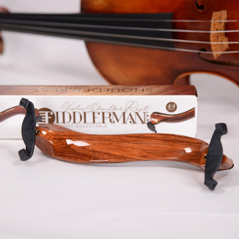 Fiddlerman Light Carbon Fiber Violin Shoulder Rest 4/4 Foam Padding For Comfort With Slight Height Adjustable Feet (Wood Look) - Image 2