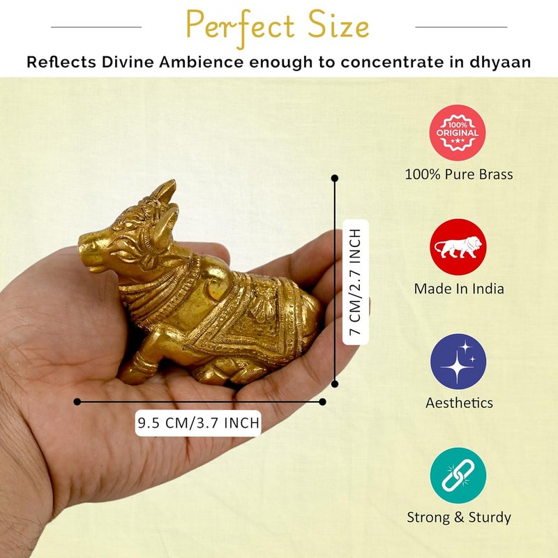 CRAFTHUT Brass Metal Shiva Nandi Bull Idol Religious Idol for Home Decor and Pooja Room Spiritual Gift and Decorative Art Piece LXBXH37 x 15 x 27 Inches 480 GMS - Image 4