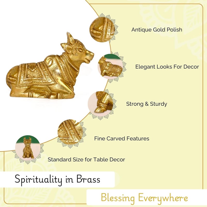 CRAFTHUT Brass Metal Shiva Nandi Bull Idol Religious Idol for Home Decor and Pooja Room Spiritual Gift and Decorative Art Piece LXBXH37 x 15 x 27 Inches 480 GMS - Image 2