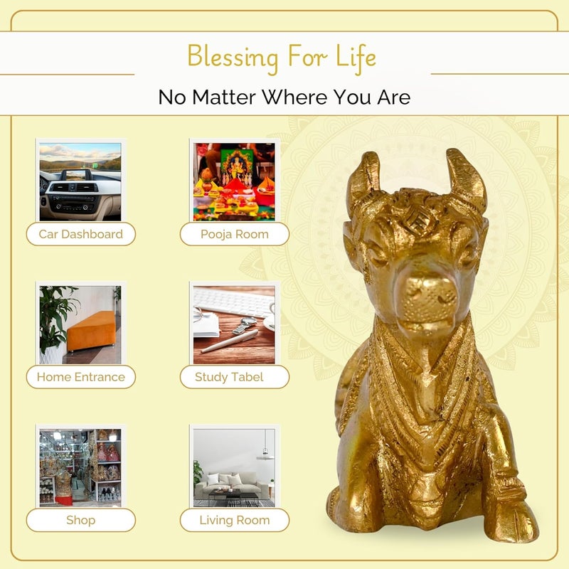 CRAFTHUT Brass Metal Shiva Nandi Bull Idol Religious Idol for Home Decor and Pooja Room Spiritual Gift and Decorative Art Piece LXBXH37 x 15 x 27 Inches 480 GMS - Image 5