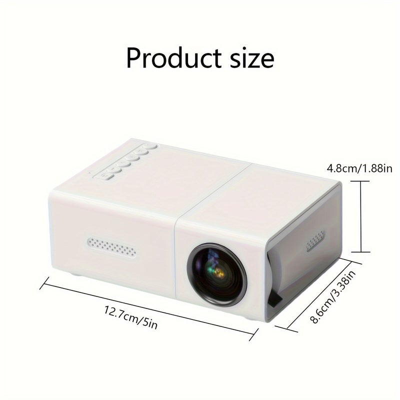 جهاز عرض محمول صغير باللون الأبيض، يعمل بتقنية LED الصغيرة، دقة عرض أصلية 240P يدعم 1080P، تصميم مدمج، يعمل عبر USB، مناسب للسينما المنزلية والأفلام الخارجية والألعاب على الجدران. - Image 5