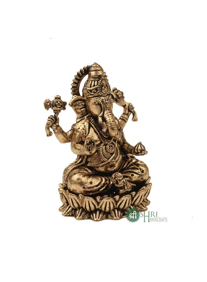 INDICAST Brass 2" Hindu God Statue Ganpati Ganesh Idol Figurine Decoration and Pooja Gifting Purpose Sculpture for Home Office (40gm), Religious - Image 4