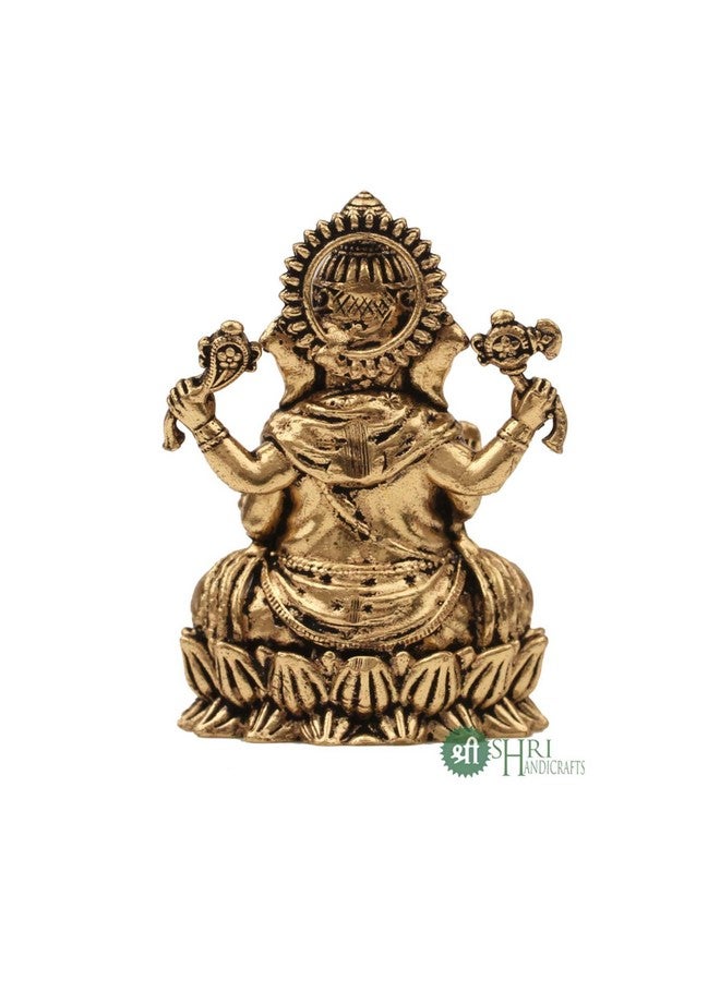 INDICAST Brass 2" Hindu God Statue Ganpati Ganesh Idol Figurine Decoration and Pooja Gifting Purpose Sculpture for Home Office (40gm), Religious - Image 3