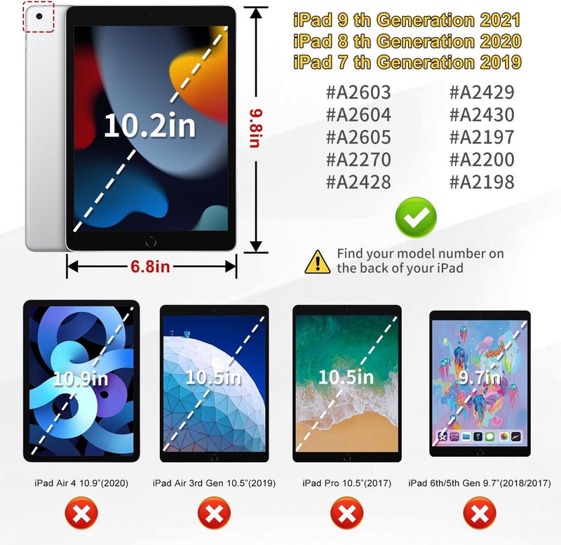 FLKAUYB Kids Case for iPad 7th/8th/9th Gen,iPad 10.2 inch 2021/2020/2019 Case with Adjustable Portrait Landscape Stand Handle,Heavy Duty Protective Kids Child Friendly Cover for iPad 10.2 inch. (Red-Blue) - Image 2