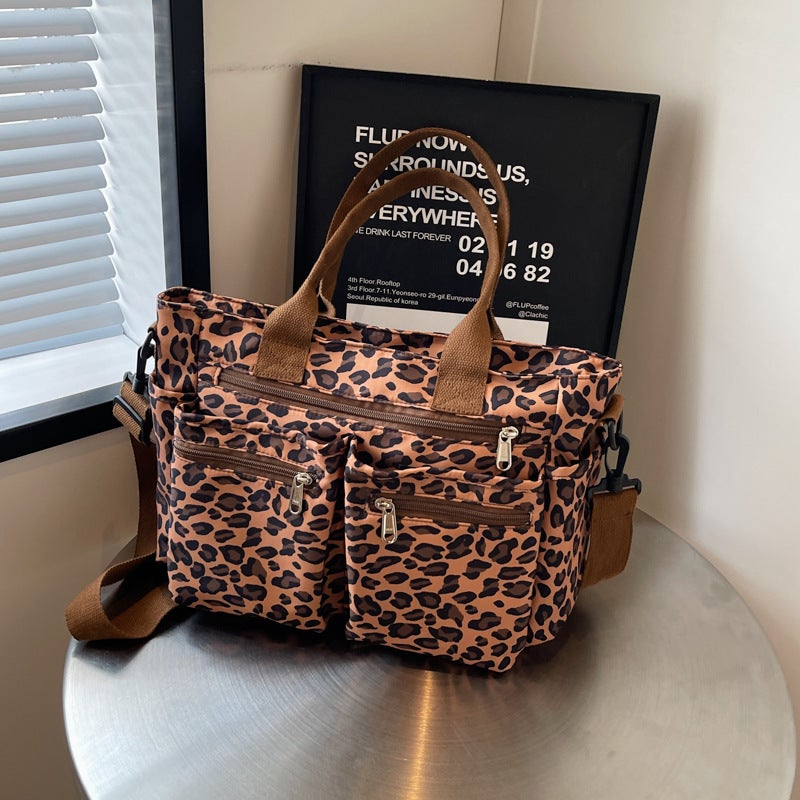 Large Capacity Retro Leopard Print Tote Women'S Bag New Casual Women'S Shoulder Crossbody Bag Girl'S Handbag Trendy - Image 1