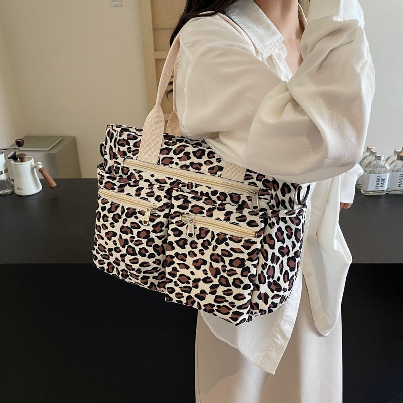 Large Capacity Retro Leopard Print Tote Women'S Bag New Casual Women'S Shoulder Crossbody Bag Girl'S Handbag Trendy - Image 4