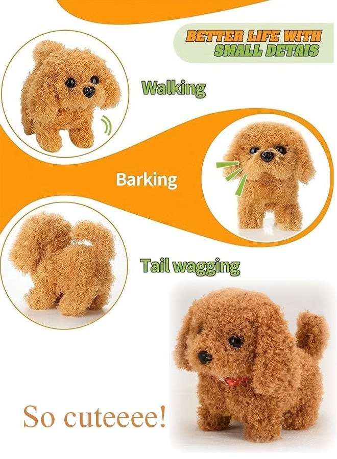 لعبة جرو تيدي القطيفة التفاعلية الإلكترونية للكلاب الأليفة - المشي والنباح وهز الذيل والتمدد حيوان أليف للأطفال - Image 2