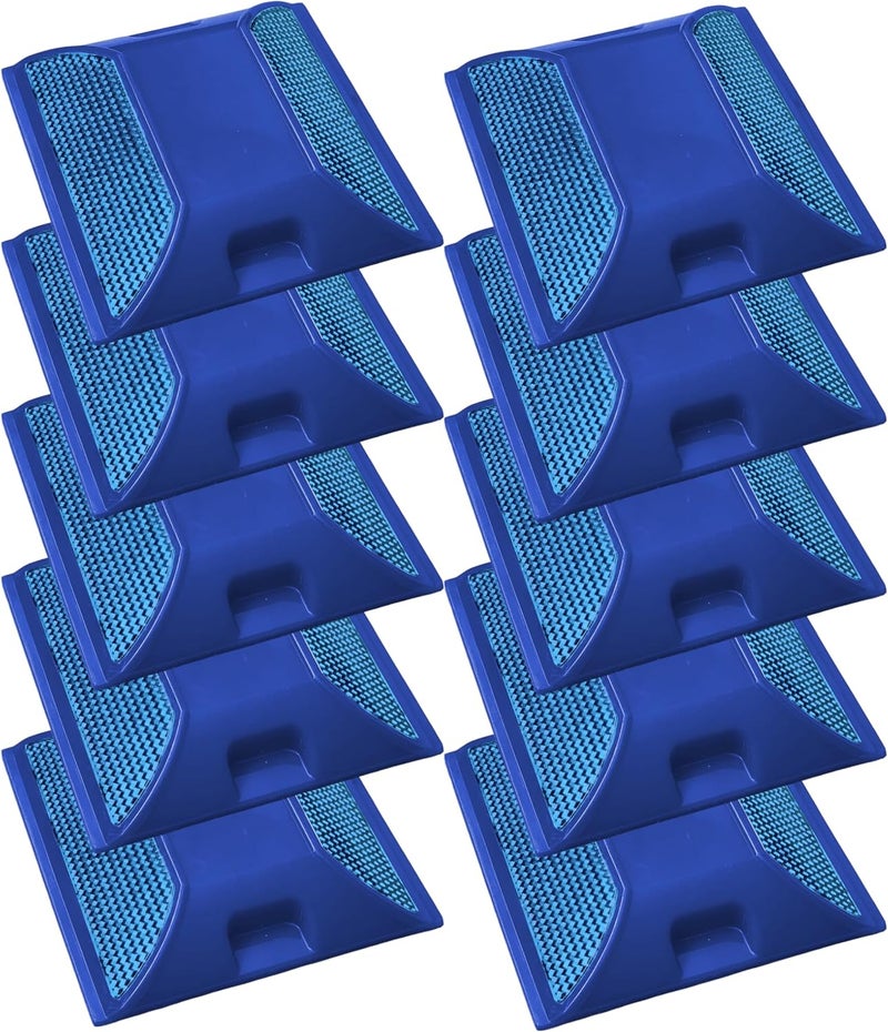 Merhoff Larkin Road Reflectors Pack of 10 | 4 by 4 inch Street Pavement & Asphalt Stud Markers | Great for Speed Bumps, Sidewalks, Pedestrian Crossings, Freeways & Driveways | Industrial Grade (Blue) - Image 1