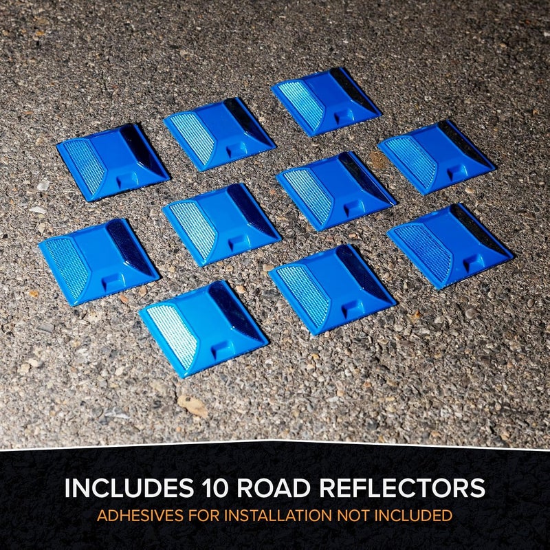 Merhoff Larkin Road Reflectors Pack of 10 | 4 by 4 inch Street Pavement & Asphalt Stud Markers | Great for Speed Bumps, Sidewalks, Pedestrian Crossings, Freeways & Driveways | Industrial Grade (Blue) - Image 5