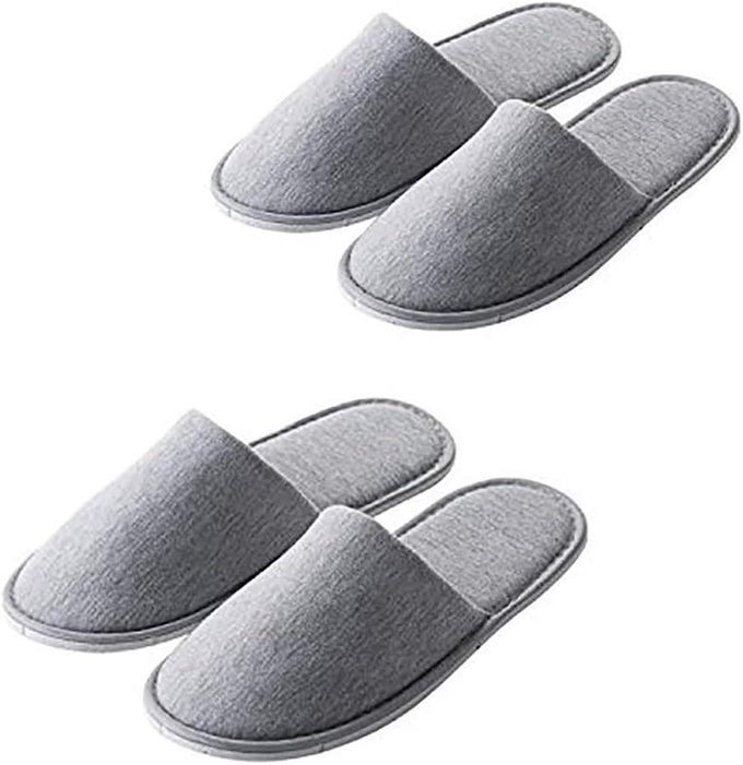 2 PAIR DISPOSABLE SLIPPERSDISPOSABLE SLIPPERS BULK GUEST SLIPPERSTRAVEL PORTABLE POLYESTERCOTTON SLIPPERS HOME INTERIOR SLIPPERS HOTEL SPECIAL ANTISKID SHOES COTTON TRAILER