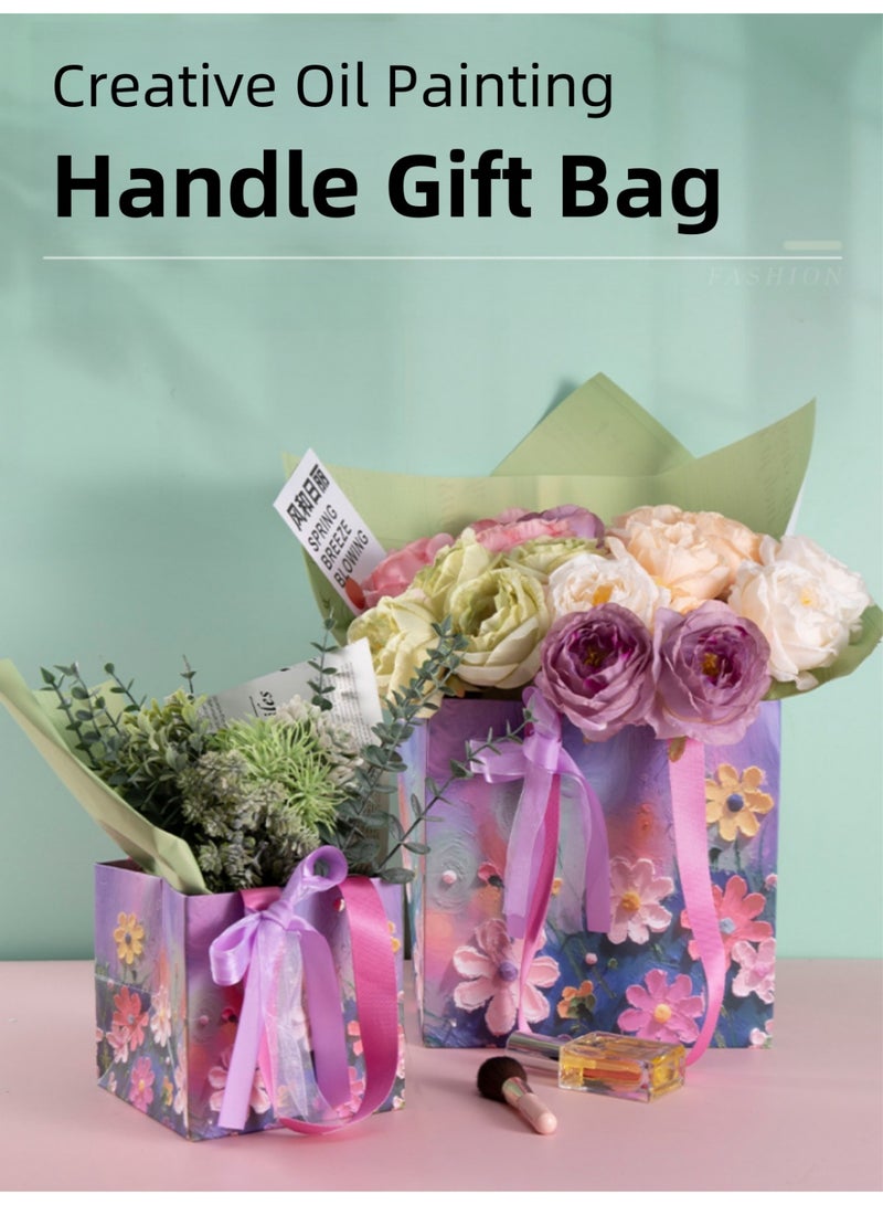 Harse Big Floral Gift Bag with Matching Greeting Card, Large Square Gift Bag with Handles, Paper Bag for Flowers, Wedding, Birthday, Bridal Shower, Engagement and Party Gifts - Image 2