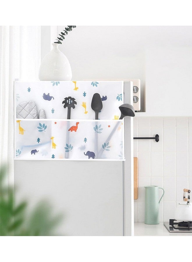 Wolpin 1Pc Fridge Cover for Top with 6 Utility Pockets Cartoon Prints Waterproof Single Door (130 x 54 cm) - Image 2