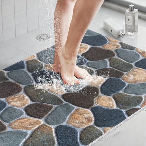 Mofonky Extra Large Shower Mat: 24 X 36 Inch Stylish Shower Mats for Inside Shower - Soft PVC Loofah Trimmable Non Slip Shower Mat for Elderly, Quick Drying - Image 1