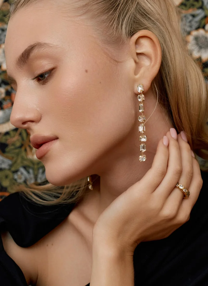 Long stud earrings with large stones
