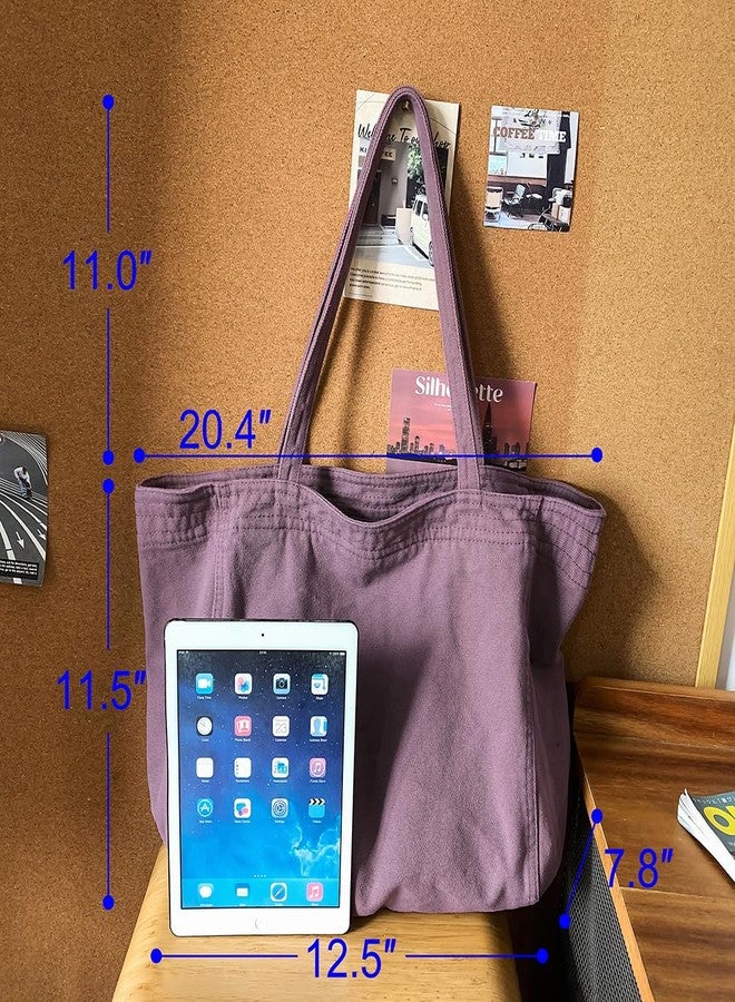 Collsants Canvas Tote Bag for Women Casual Shoulder Work Bag Canvas Bag(purple) - Image 3