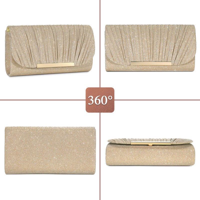 UBAYMAX Evening Bag Clutch Purses for Women Lady Girl Handbags Crossbody Bag Wedding Bag for Prom Party Wedding Engagement (Gold) - Image 4