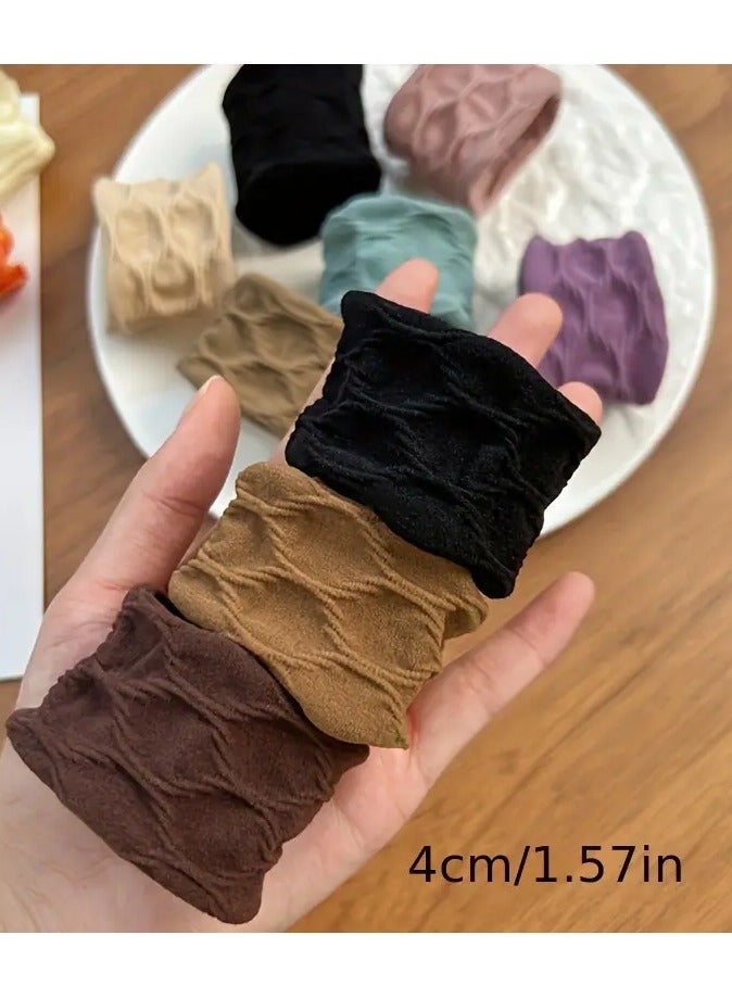 Ucanbe XUANLONG 2024 Collection: Soft & Stretchy Fabric Hair Scrunchies - Non-Slip, Wide & Thick Elastic Bands in Assorted Colors for Women | Cute Boho Style Solid Color Hair Ties with Floral Patterns, Hair Accessories - Image 4