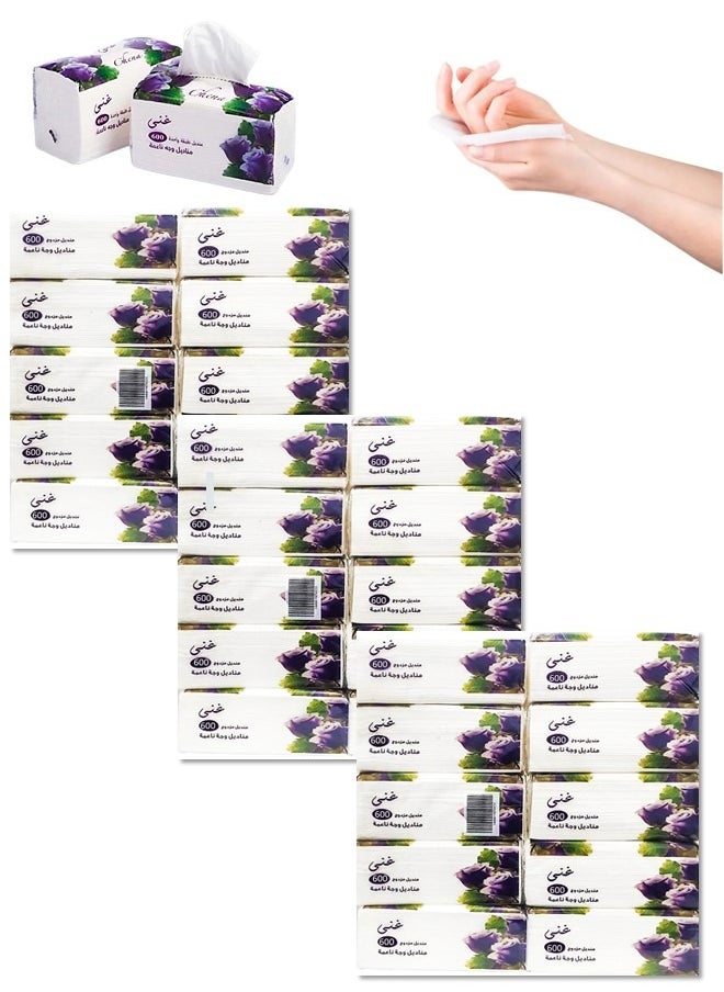 Ghena - Ghena Soft Paper Tissues Skin Friendly Highly Absorbent White Paper Face Towel - 18000 Pcs - Image 1