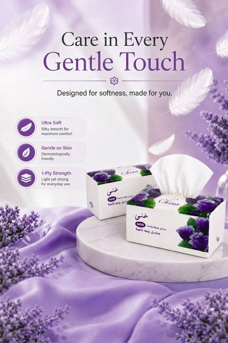 Ghena Soft Disposable Paper Tissues 600 x 30 Pack - 18000 Pcs, Flushable, Skin Friendly, Highly Absorbent - Image 3