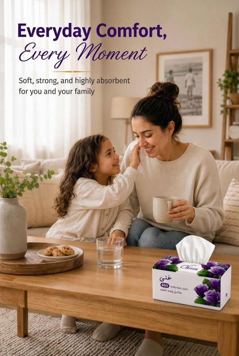 Ghena Soft Disposable Paper Tissues 600 x 30 Pack - 18000 Pcs, Flushable, Skin Friendly, Highly Absorbent - Image 5