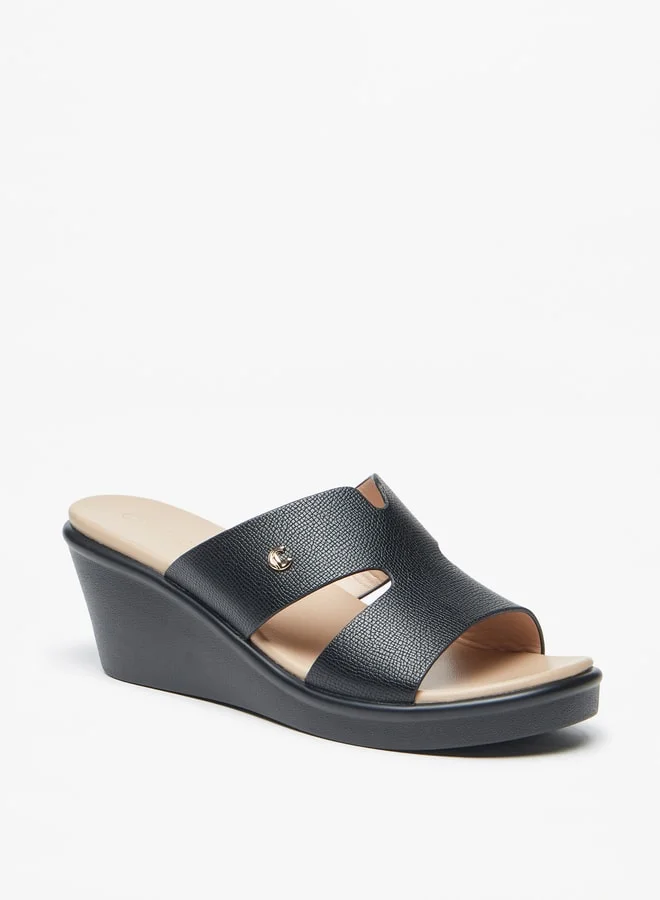 Le Confort Women's Textured Slip-On Sandals with Wedge Heels