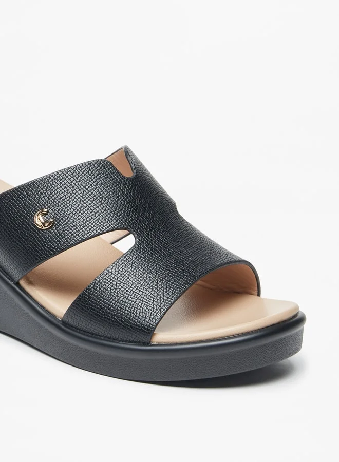 Le Confort Women's Textured Slip-On Sandals with Wedge Heels