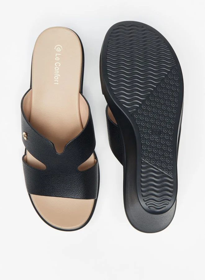 Le Confort Women's Textured Slip-On Sandals with Wedge Heels